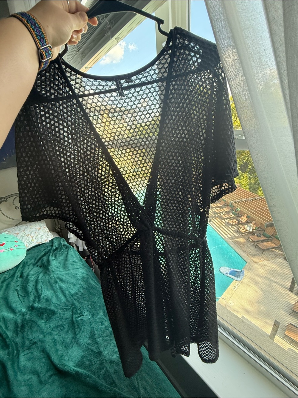 Y2K Portocruz Black Crochet Mesh Swimsuit Cover Up | Beach Vacation| One Size XL